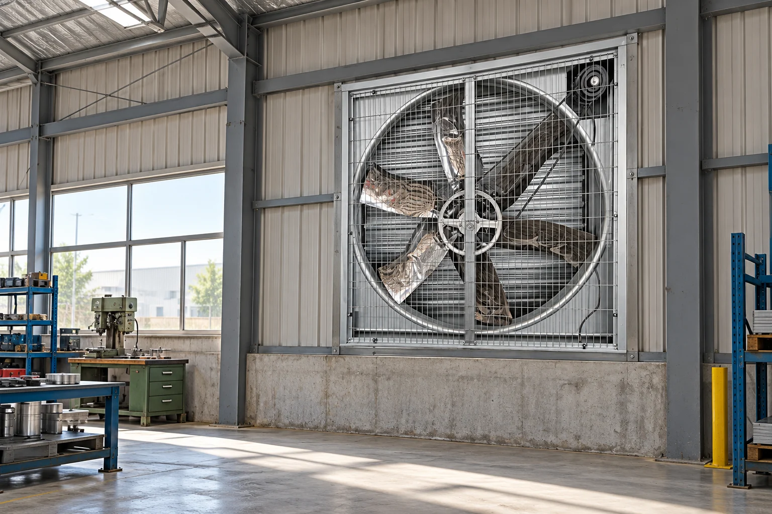 Factory exhaust fan application illustration