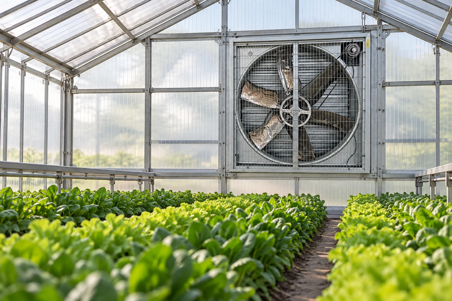 Greenhouse exhaust fan application illustration
